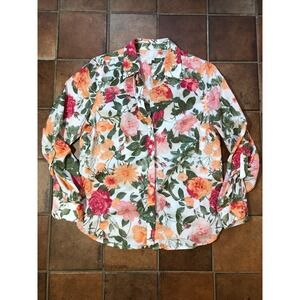Talbot's Light Cotton Romantic Floral Blouse Womens 2-Way Sleeve - Medium